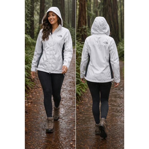 The North Face Jackets & Blazers - The North Face Women's Large HyVent Waterproof Hooded Rain Jacket White/Black